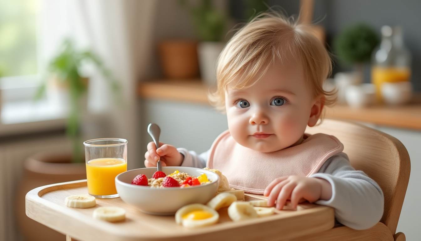 découvrez des idées saines et adaptées pour le petit déjeuner d'un bébé de 1 an, avec des aliments nutritifs favorisant sa croissance et son développement.