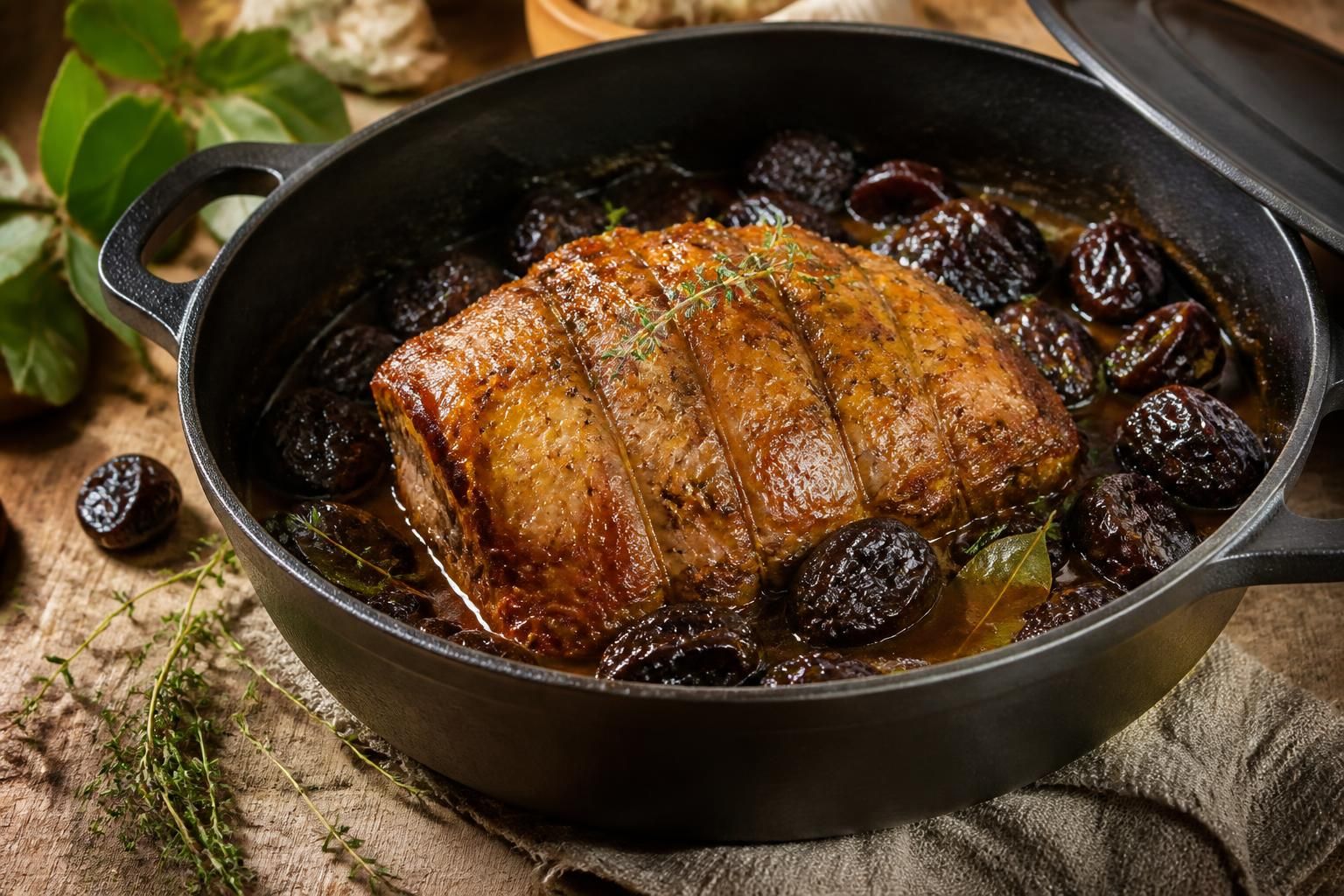 découvrez notre recette facile de rôti de porc aux pruneaux, à cuire au four ou en cocotte, pour un plat tendre et fondant qui ravira vos papilles.