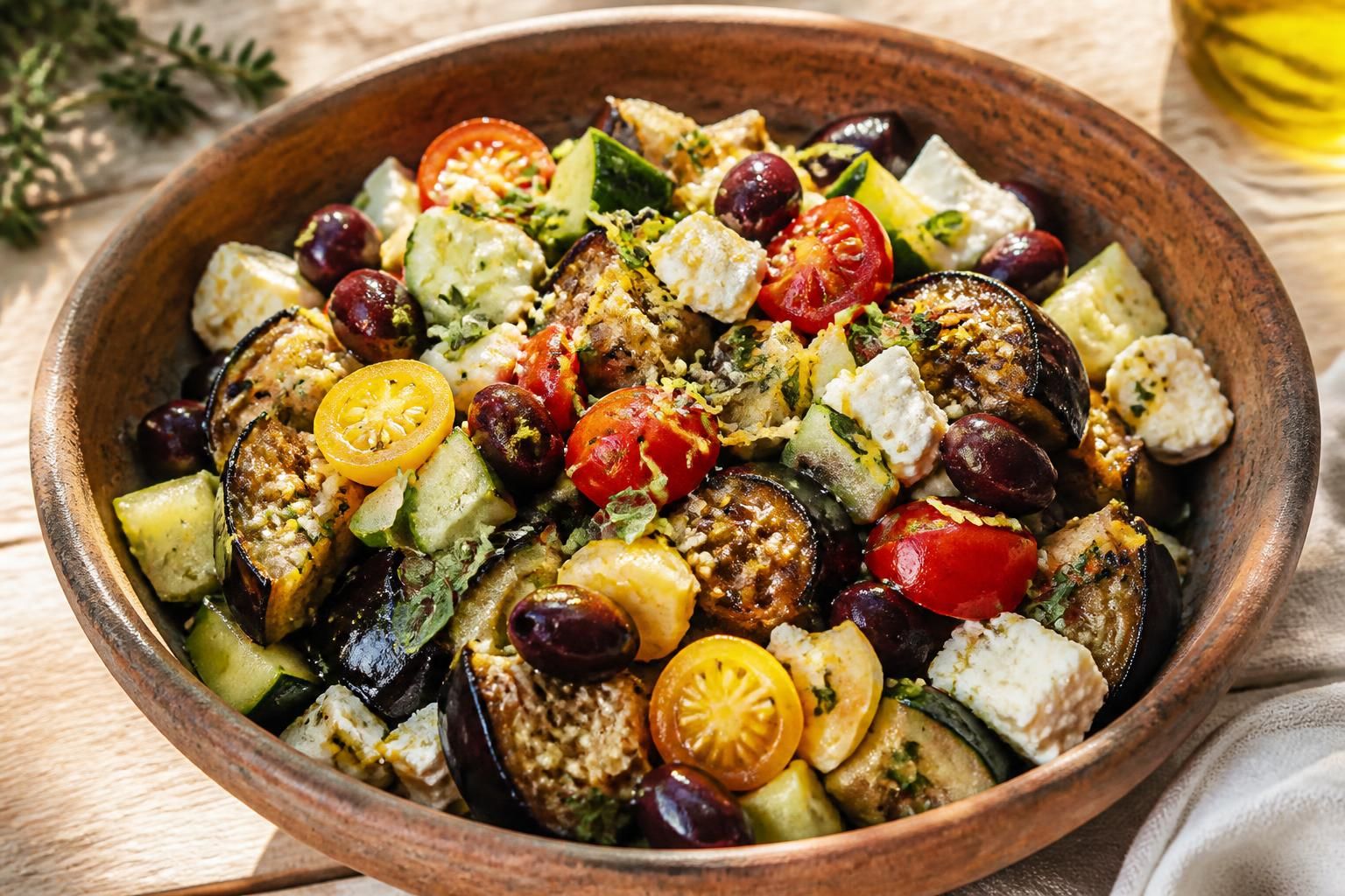 découvrez notre recette simple de salade d'aubergine grecque, riche en saveurs méditerranéennes pour un plat frais et savoureux.