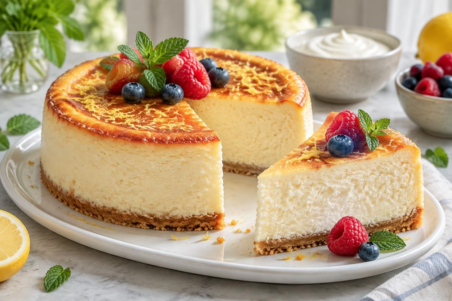 découvrez des recettes de gâteau au fromage blanc léger sans œuf : des desserts frais, fondants et faciles à préparer pour toutes les envies.